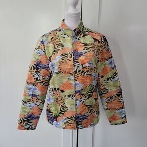 Silk Land Size M Full Zip Textured Tropical Lightweight Blazer Art To‎ Wear
